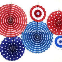 Foldable Party Decoration Hanging Handmade Paper Wheel Fan Rosette with Rope and Sticker